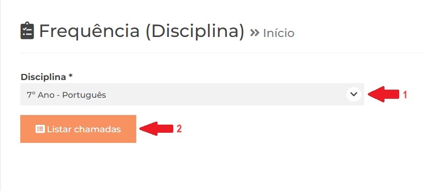 Menu Frequência por Disciplina