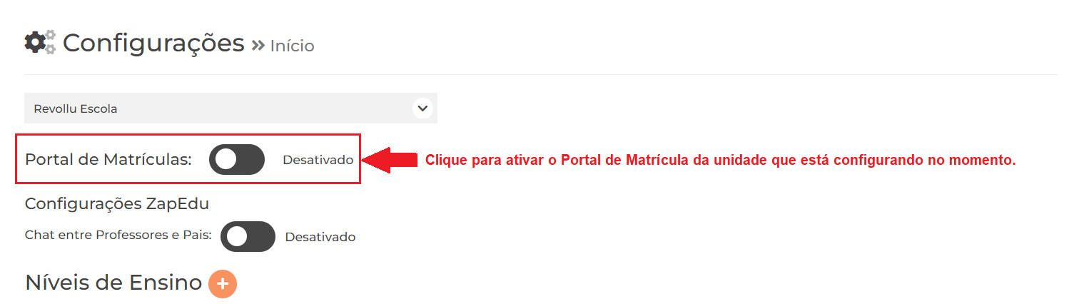 Ativar Portal de Matrícula