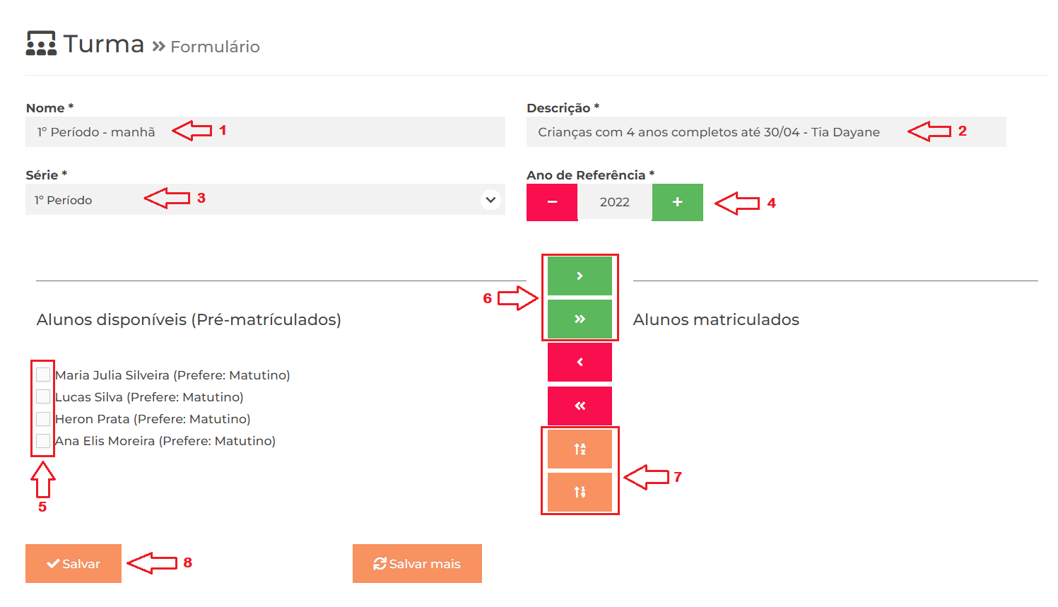 Cadastrar Turma / Matricular alunos