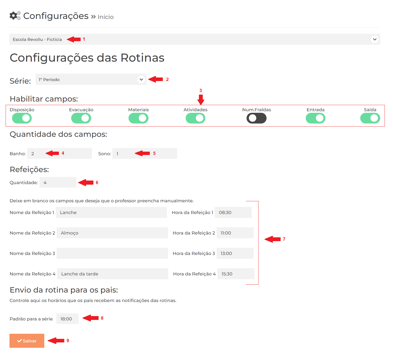 Configuração de Rotina para série