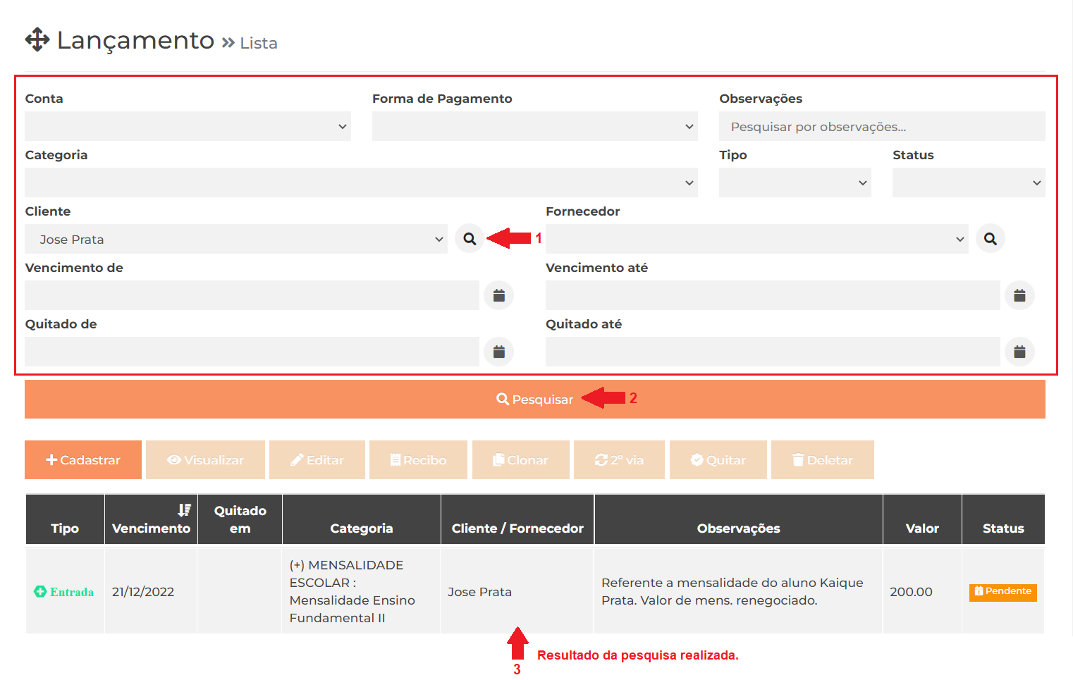 Procurar Lançamento