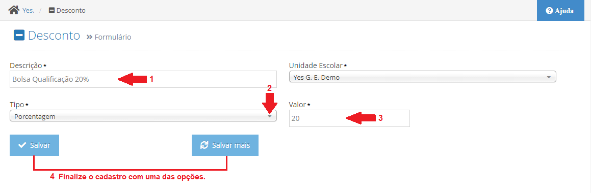 Desconto - Cadastrar