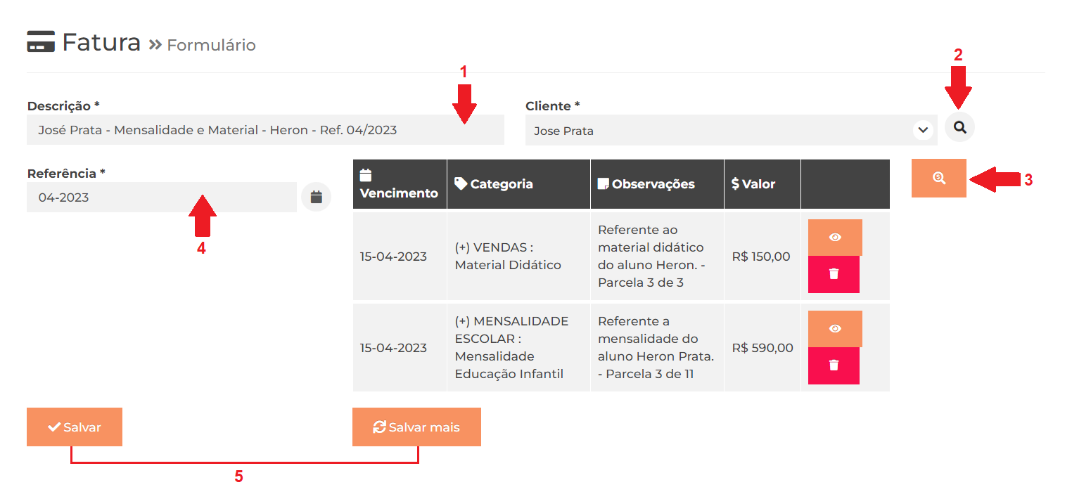 Gerar fatura manualmente