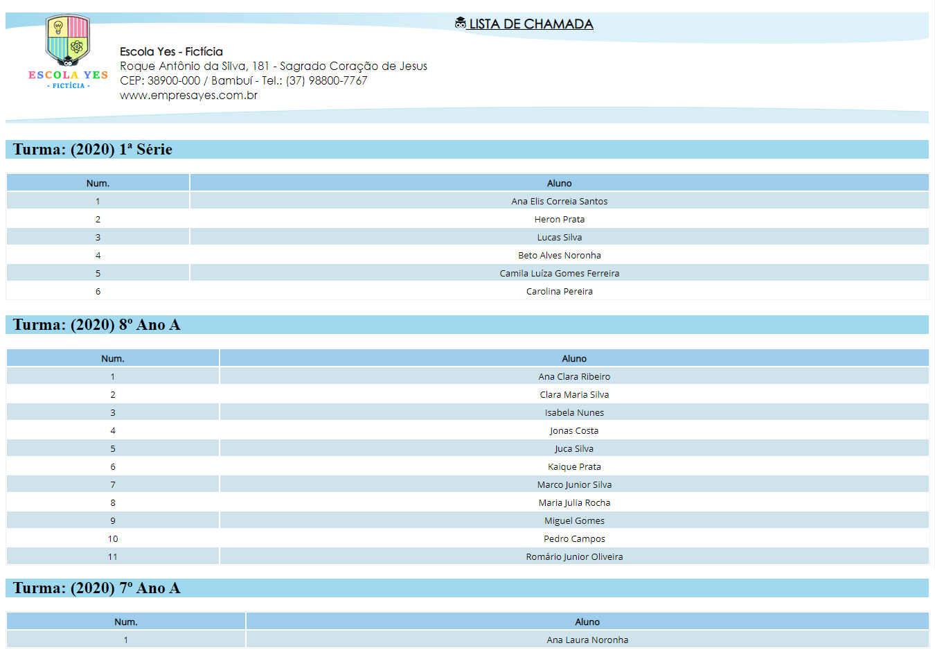 lo de Lista de Chamada